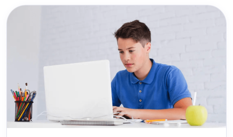 A learner using a laptop for online study